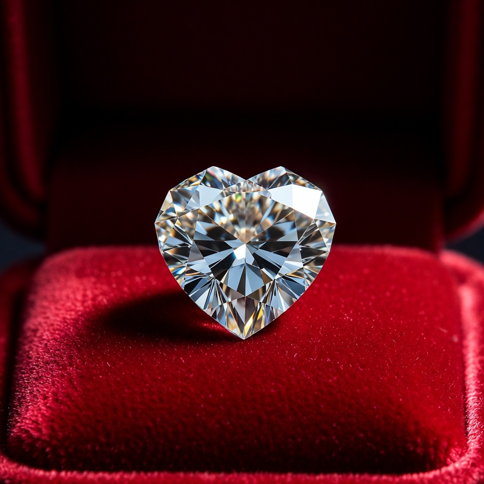 Heart-Shaped Diamond in Red Velvet Box Heart-Shaped Diamond in Red Velvet Box