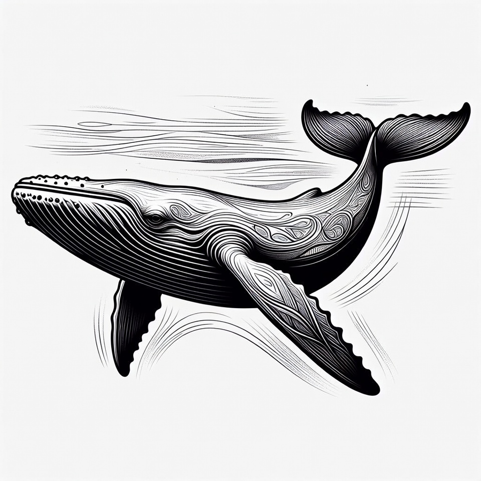 Humpback whale line art illustration Humpback whale line art illustration