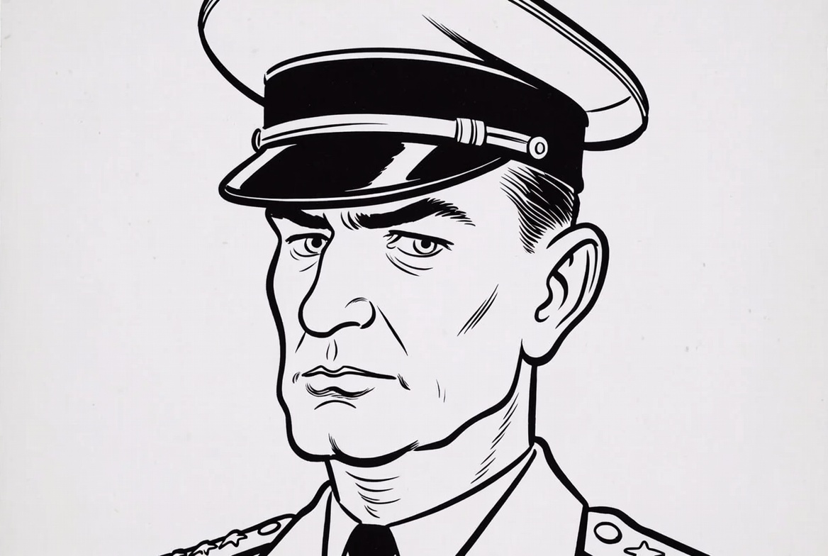 Cartoon man in military uniform Cartoon man in military uniform