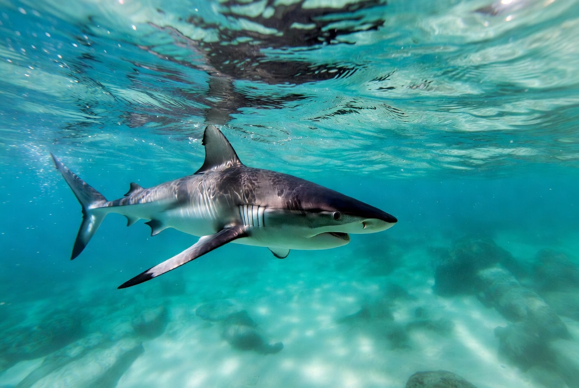 Blacktip shark swimming underwater Blacktip shark swimming underwater