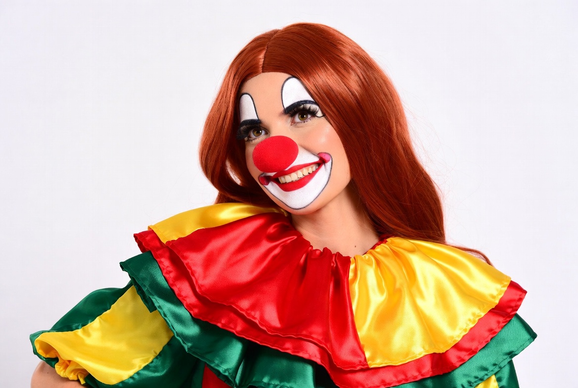 Female clown with red nose Female clown with red nose