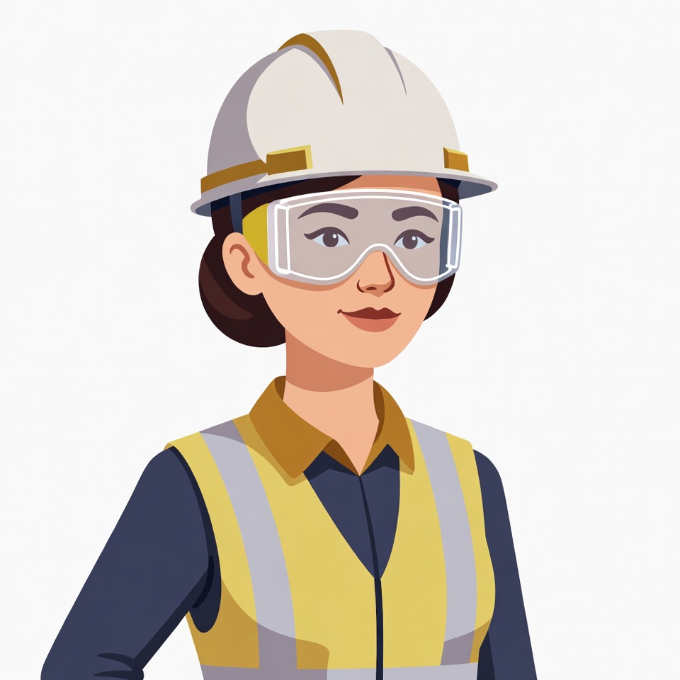 Asian woman in hard hat and vest Asian woman in hard hat and vest