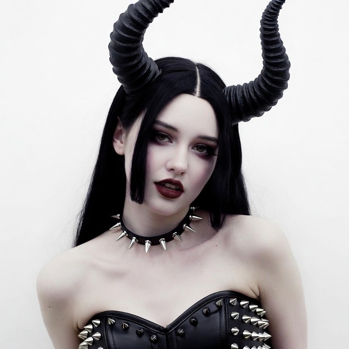 Woman with black demon horns Woman with black demon horns