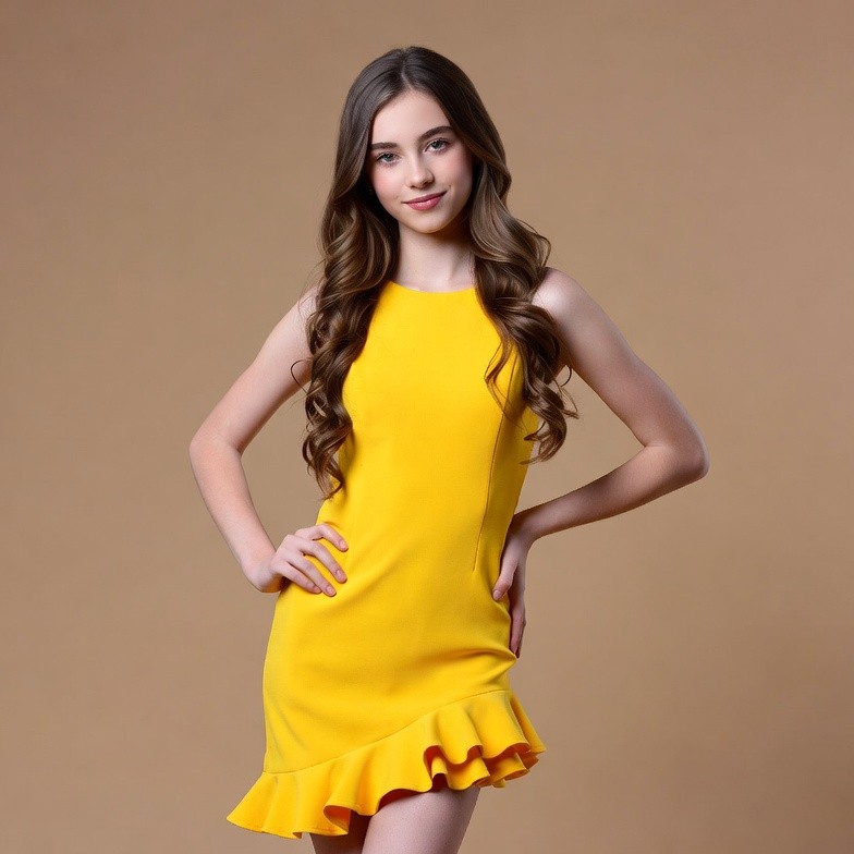 Girl in yellow ruffled dress Girl in yellow ruffled dress