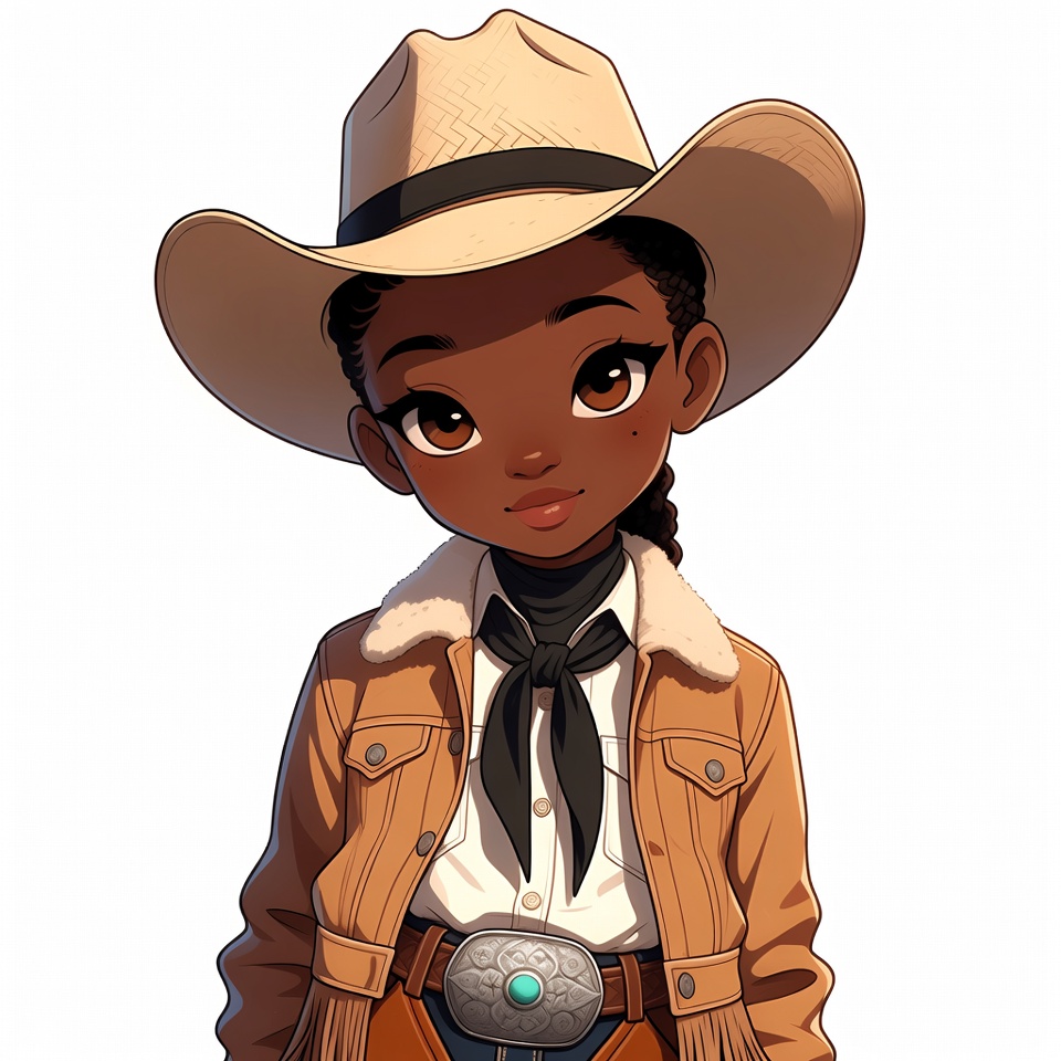African-American girl in cowboy hat African-American girl in cowboy hat
