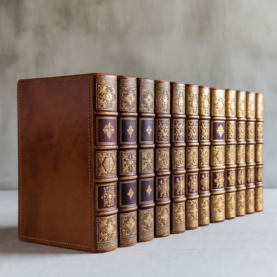 Row of Antique Leather Books Row of Antique Leather Books