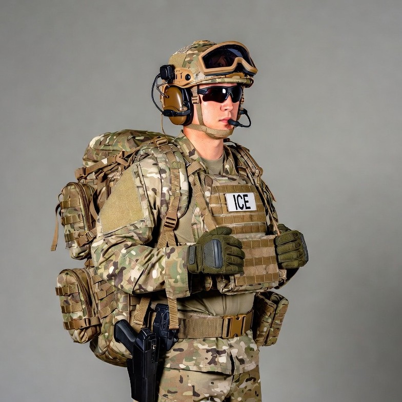 Asian soldier in ICE tactical gear Asian soldier in ICE tactical gear