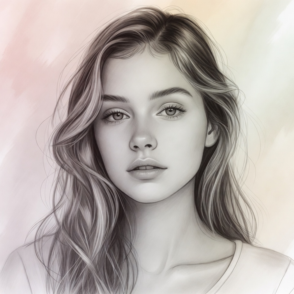 Beautiful young woman portrait illustration Beautiful young woman portrait illustration