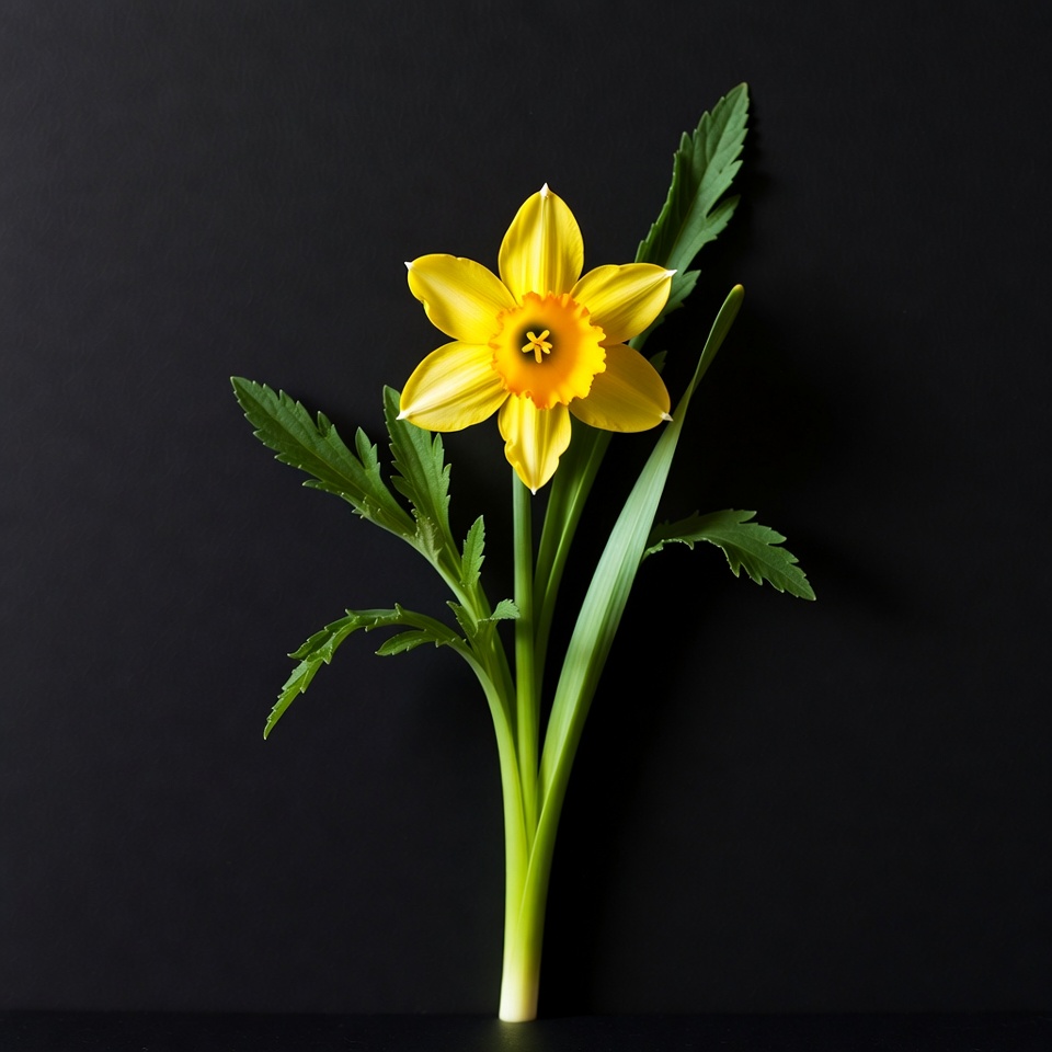 Yellow Daffodil on Black Background Yellow Daffodil on Black Background