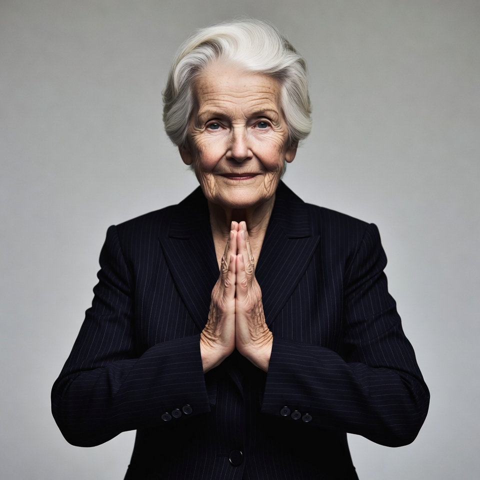 Elderly woman praying hands suit Elderly woman praying hands suit