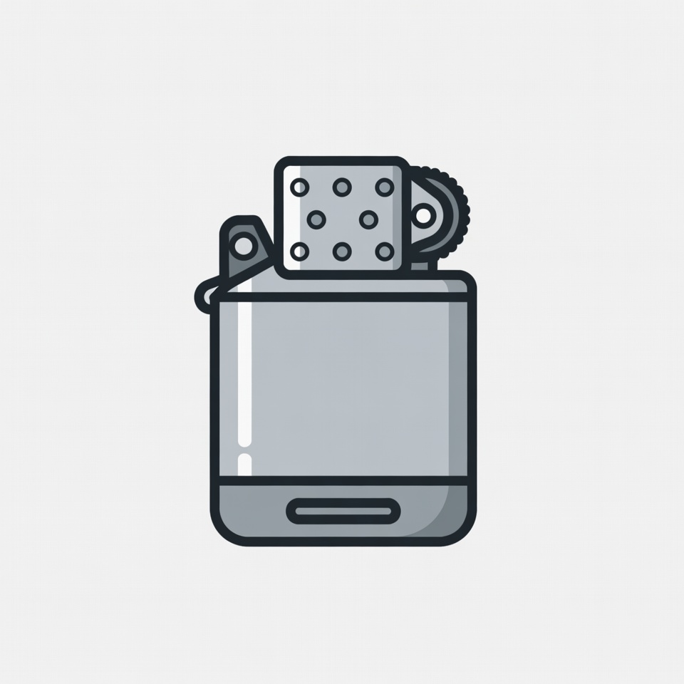 Silver Zippo Lighter Icon Silver Zippo Lighter Icon