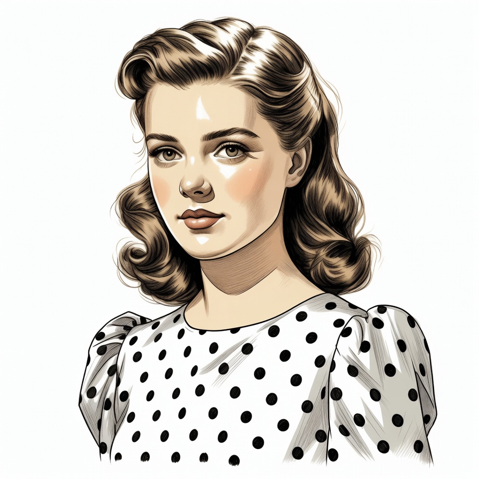 Vintage woman in polka dot dress Vintage woman in polka dot dress