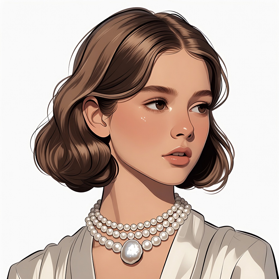 Beautiful woman with pearl necklace Beautiful woman with pearl necklace