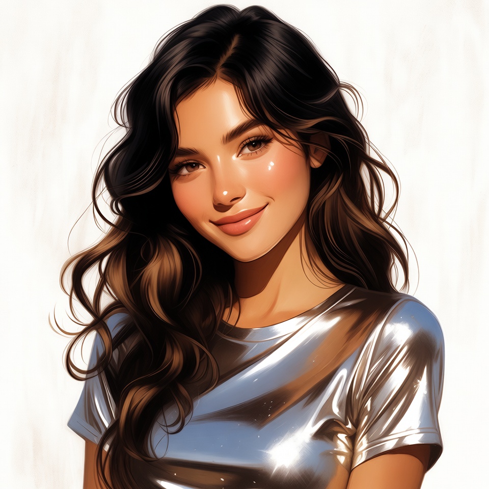 Beautiful woman in silver top Beautiful woman in silver top