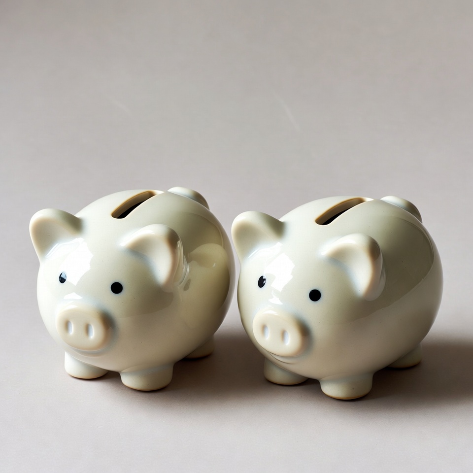 Two White Piggy Banks Two White Piggy Banks