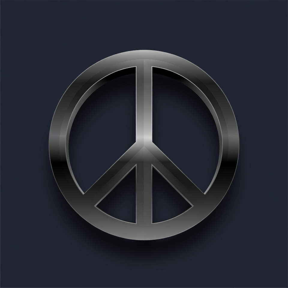 Shiny Black Peace Symbol Shiny Black Peace Symbol