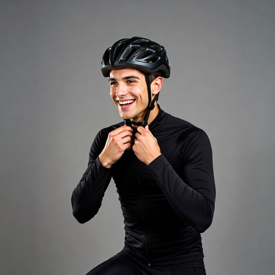 Smiling man wearing cycling helmet Smiling man wearing cycling helmet