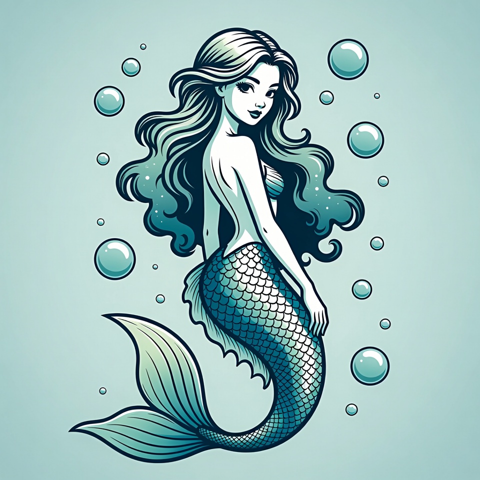 Beautiful mermaid with long hair Beautiful mermaid with long hair