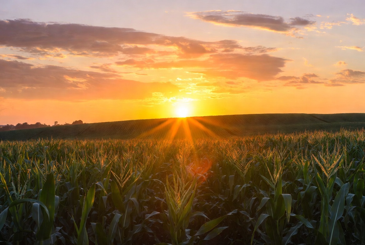 Sunset over Corn Field Sunset over Corn Field