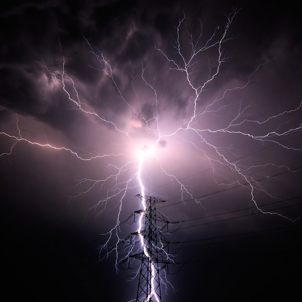 Lightning Striking Power Tower Lightning Striking Power Tower