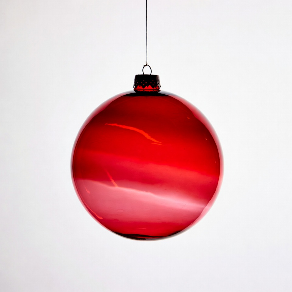 Red glass Christmas ornament hanging Red glass Christmas ornament hanging