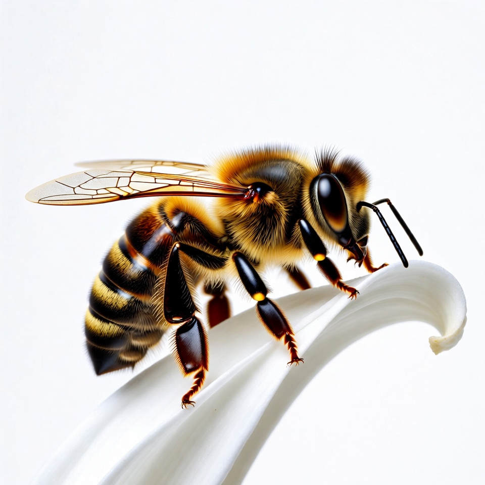 Honey Bee on White Flower Honey Bee on White Flower