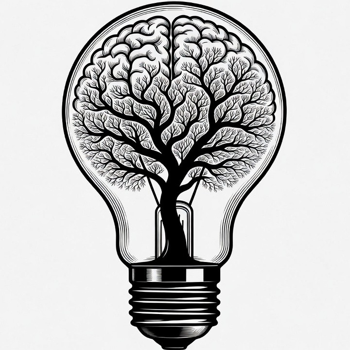 Tree Growing in Lightbulb Illustration Tree Growing in Lightbulb Illustration