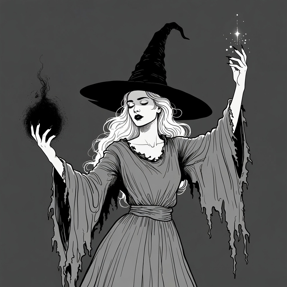 Witch casting magic spell Witch casting magic spell