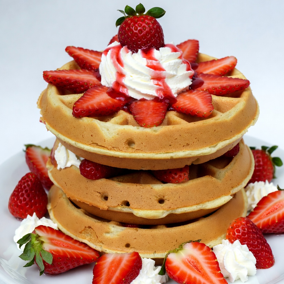 Strawberry Topped Waffle Stack Strawberry Topped Waffle Stack