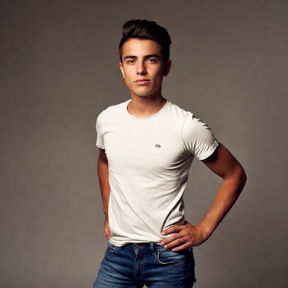 Young man hands on hips Young man hands on hips