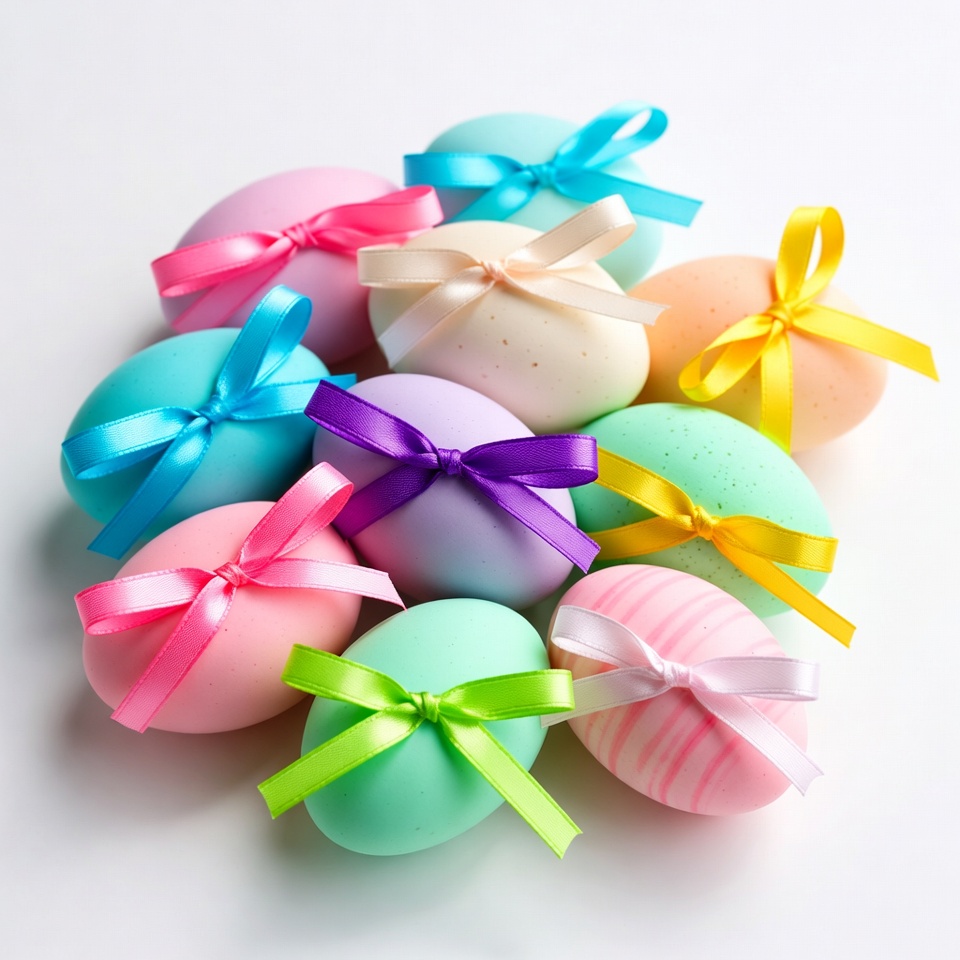 Colorful Easter Eggs with Ribbons Colorful Easter Eggs with Ribbons