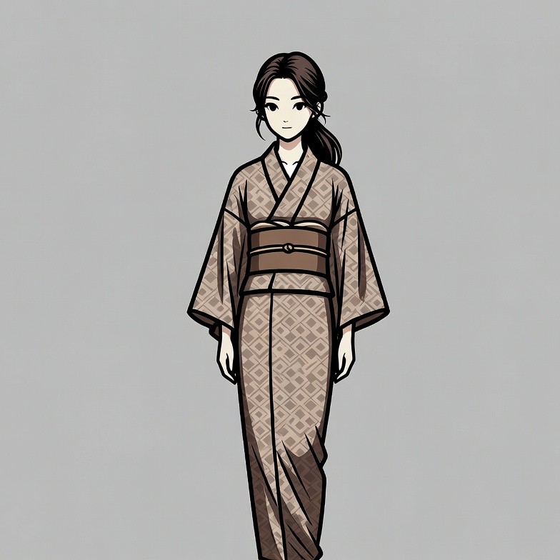 Anime woman in brown kimono Anime woman in brown kimono