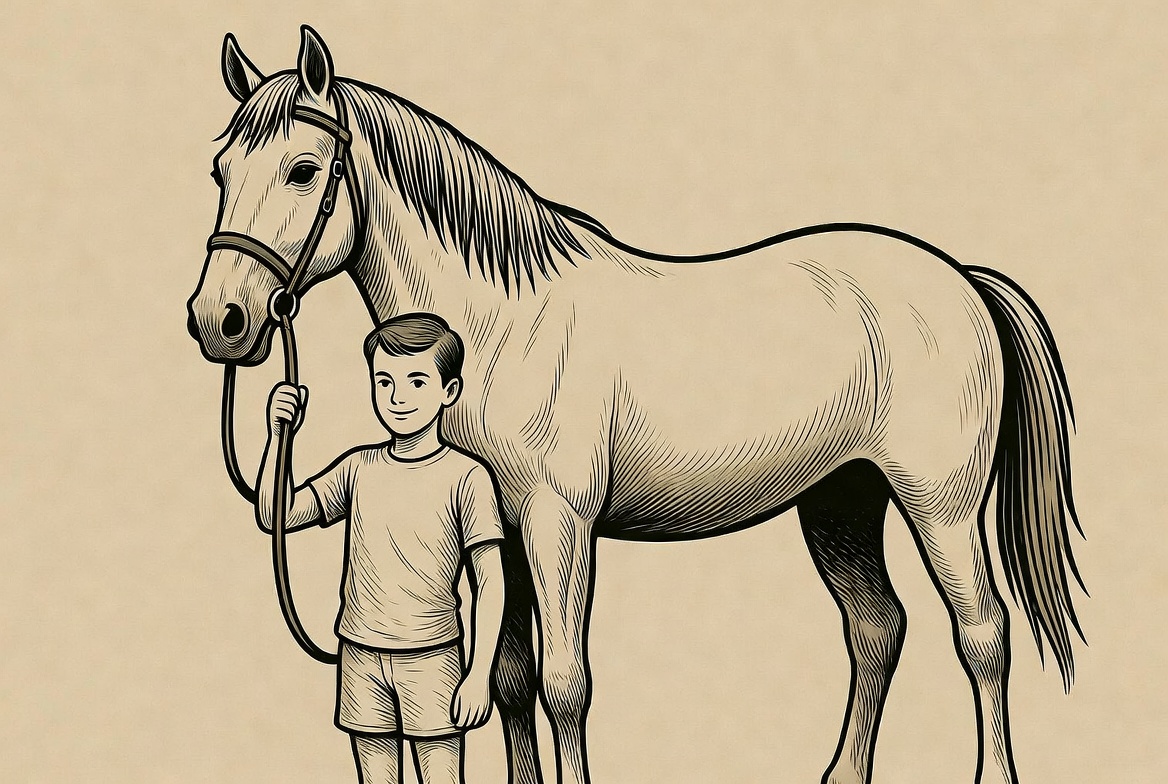 Boy holding horse reins Boy holding horse reins