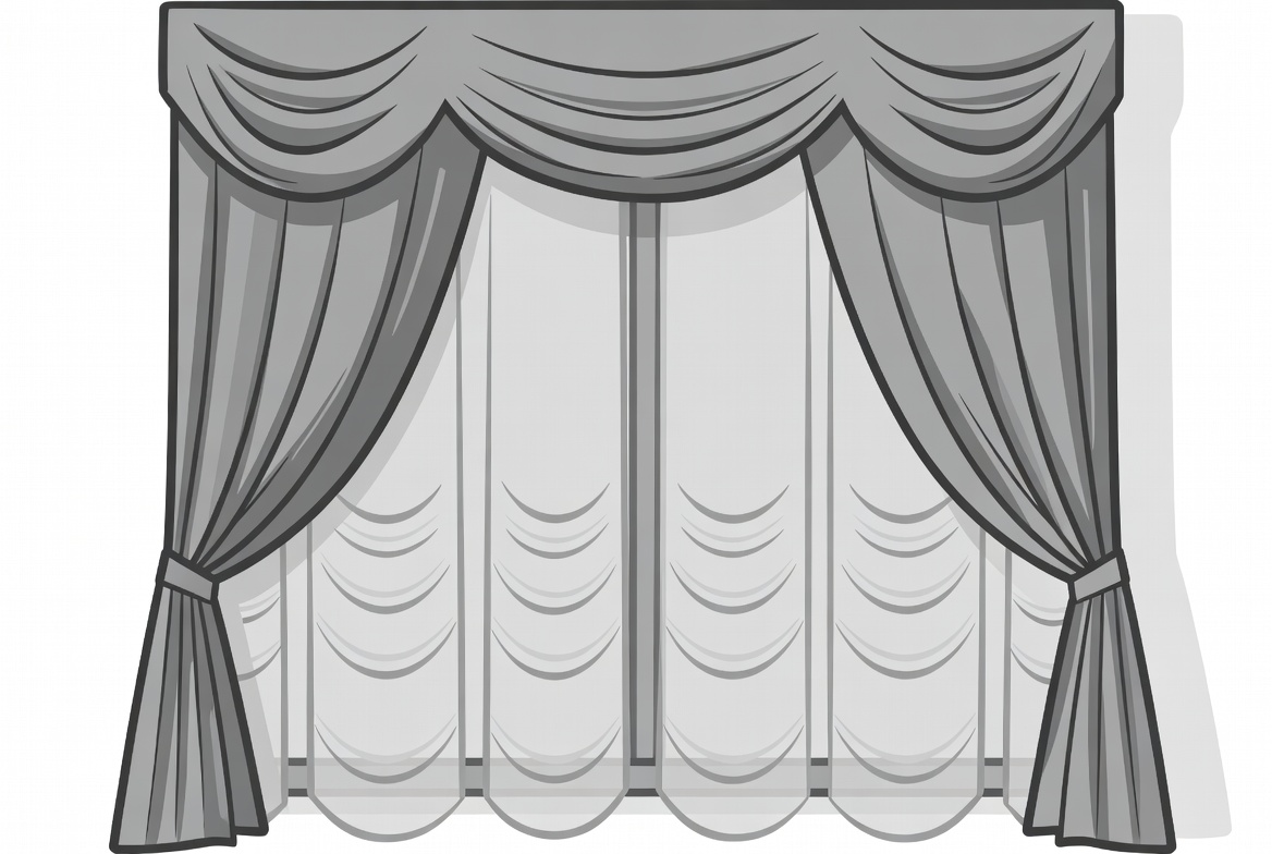 Gray Draped Curtains Illustration Gray Draped Curtains Illustration