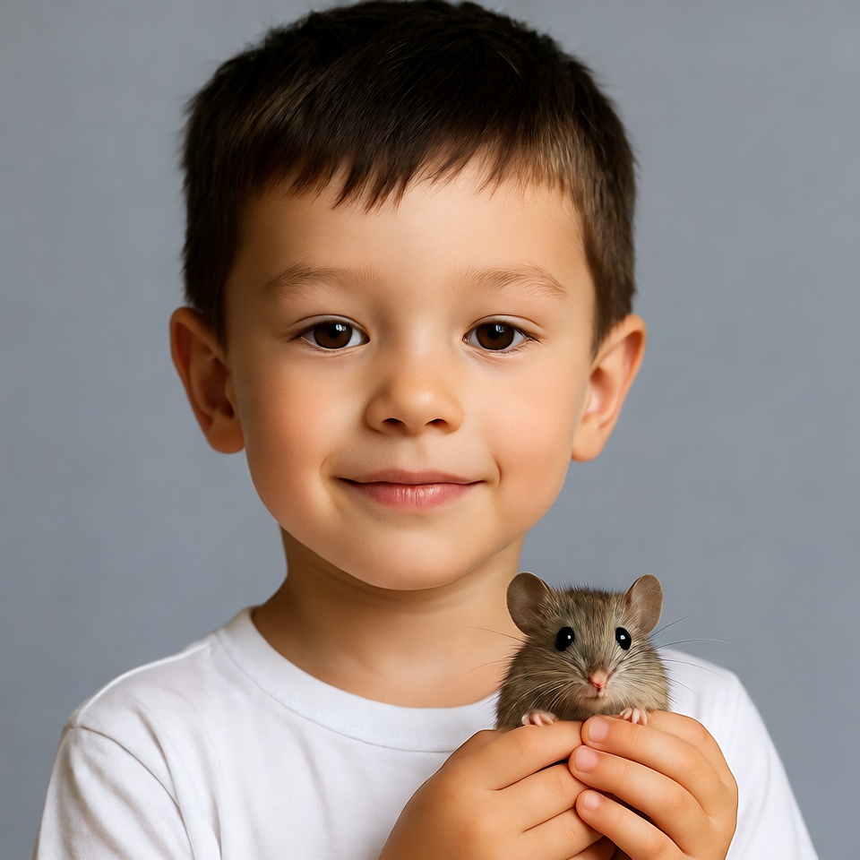 Boy holding cute mouse Boy holding cute mouse
