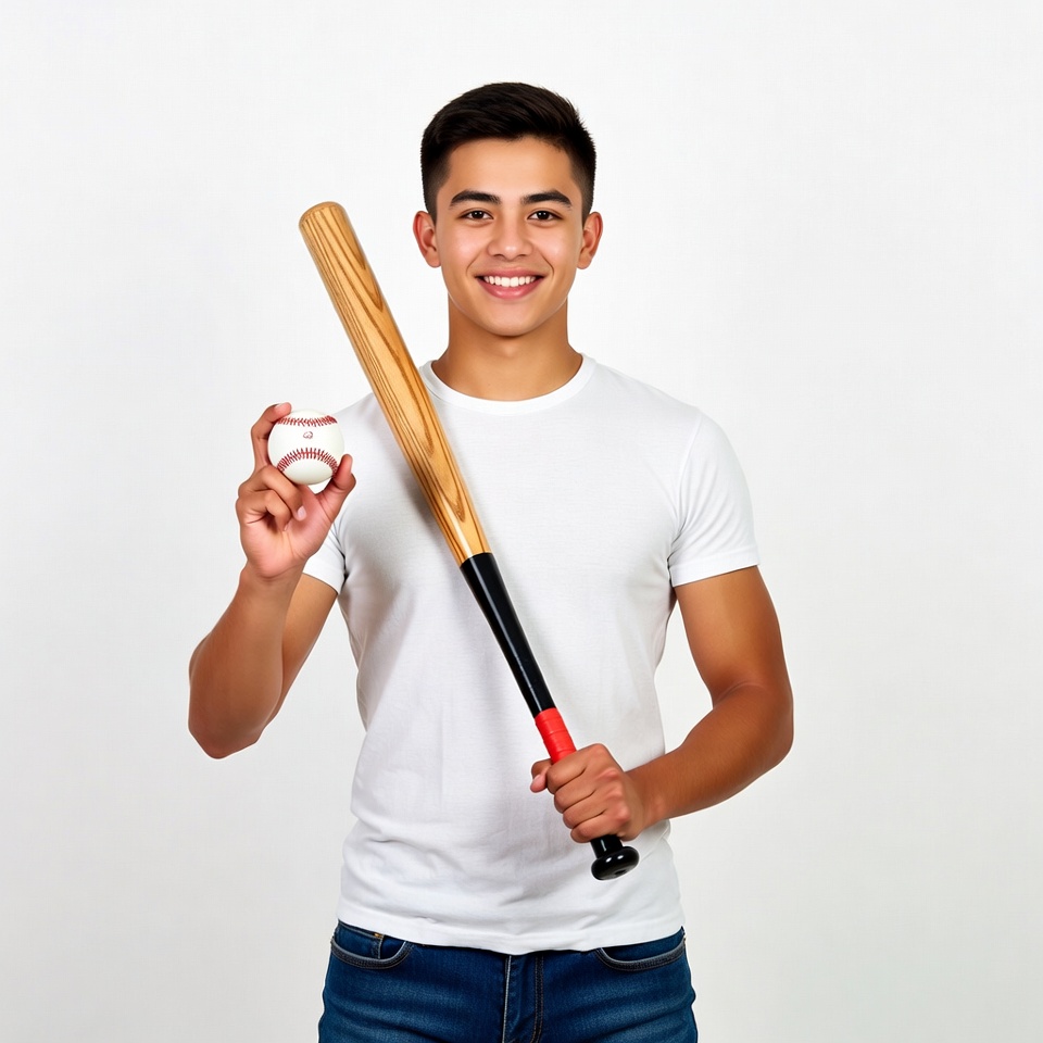 Latino boy holding baseball bat and ball Latino boy holding baseball bat and ball
