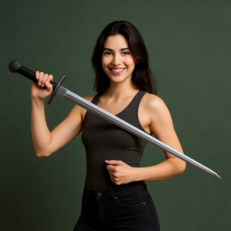 Woman holding large sword Woman holding large sword