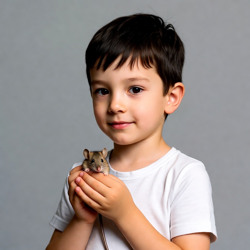 Boy holding cute mouse Boy holding cute mouse