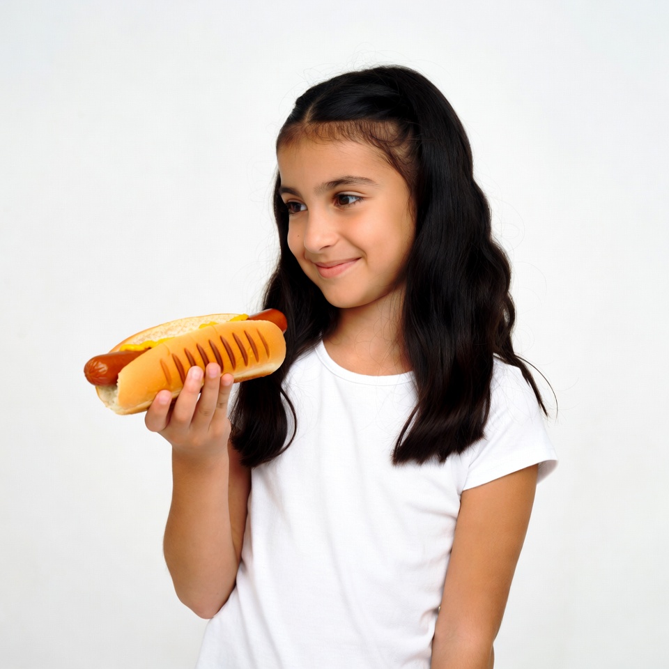 Girl holding hot dog Girl holding hot dog