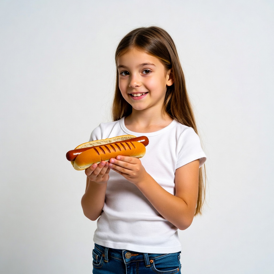 Girl holding hot dog Girl holding hot dog