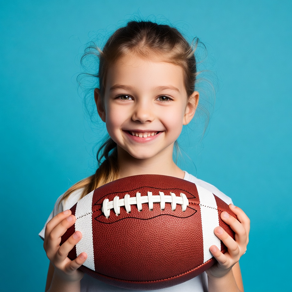 Girl holding football Girl holding football