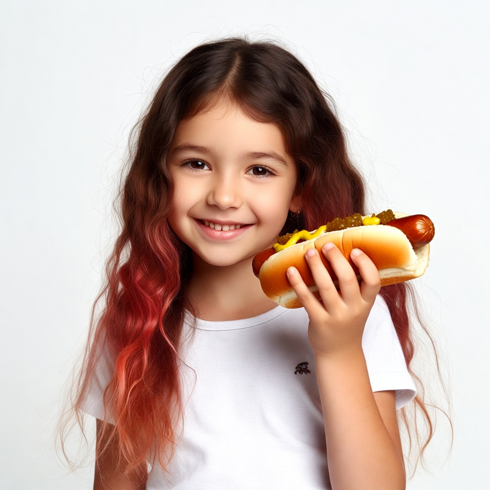 Girl holding hot dog Girl holding hot dog