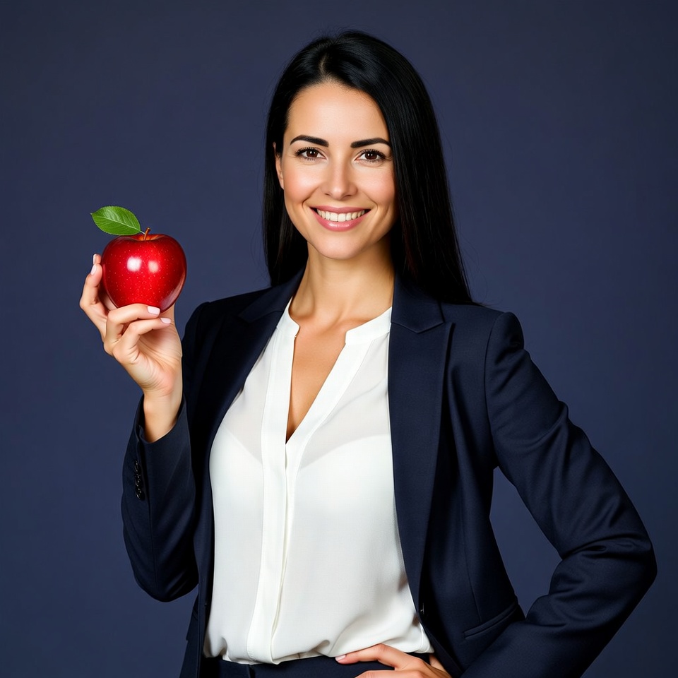 Woman holding red apple Woman holding red apple