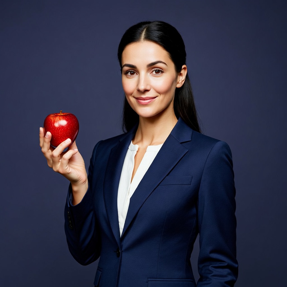 Woman holding red apple Woman holding red apple
