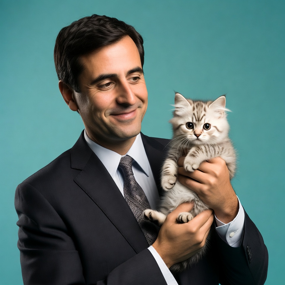 Man holding cute kitten Man holding cute kitten