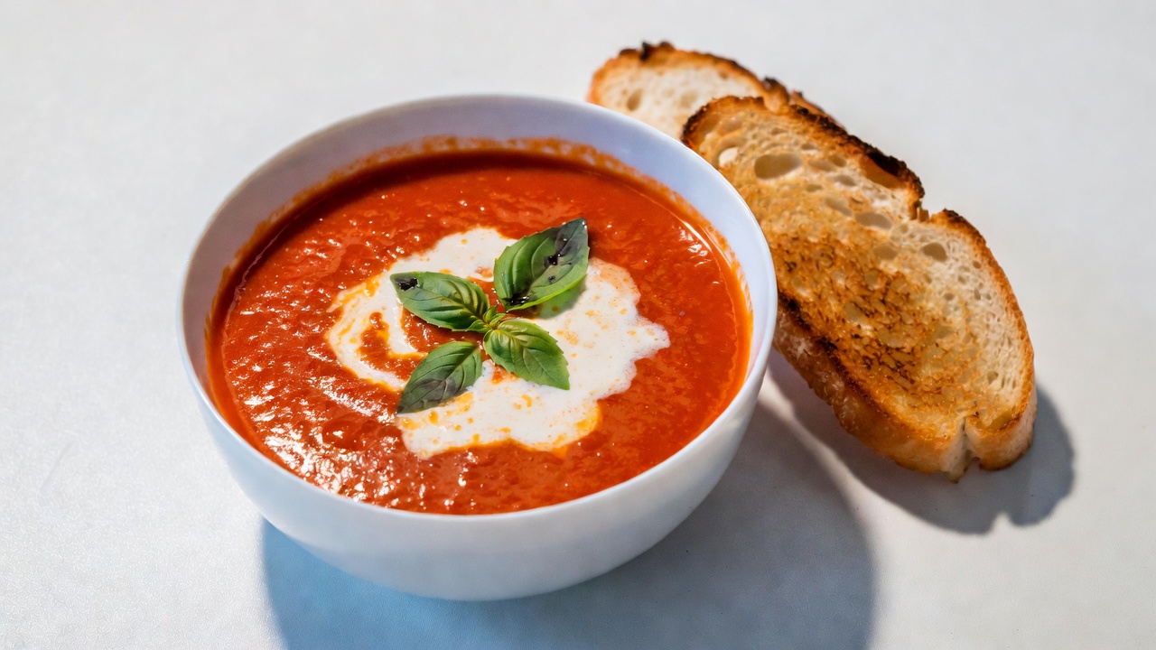 Tomato Soup with Cream and Bread Tomato Soup with Cream and Bread