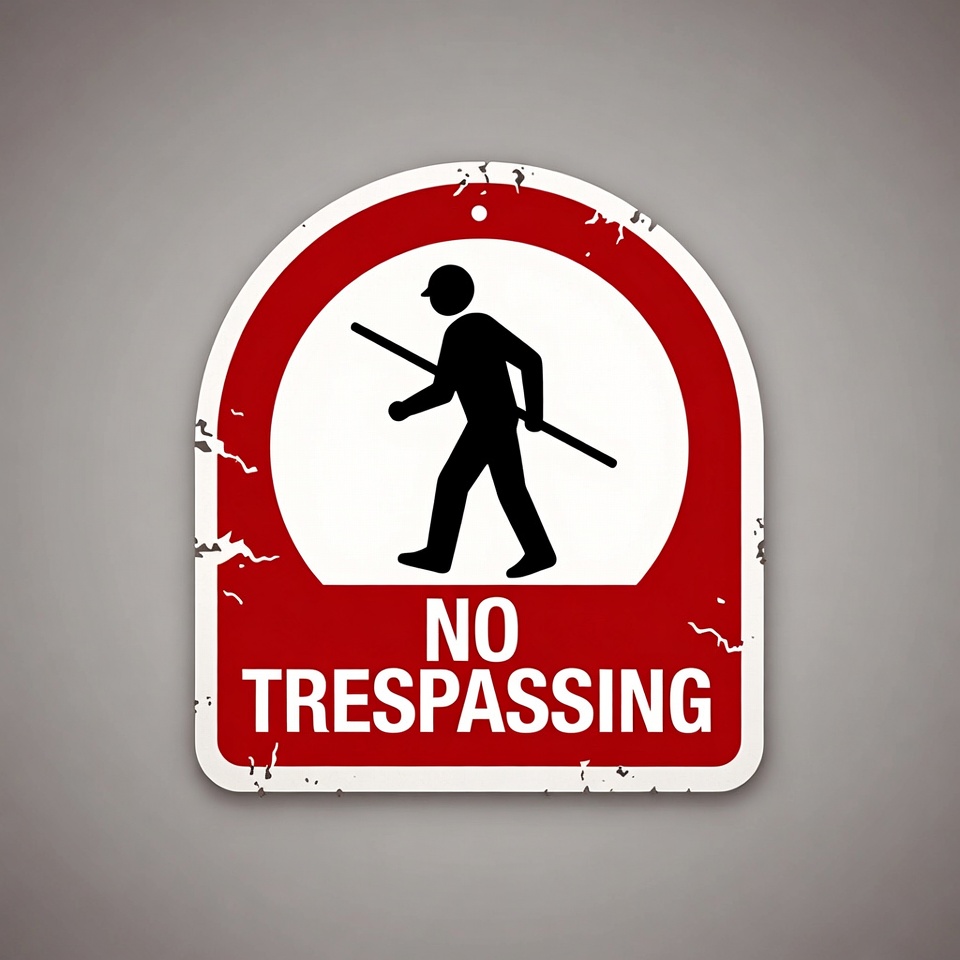 No Trespassing Sign with Walking Man No Trespassing Sign with Walking Man