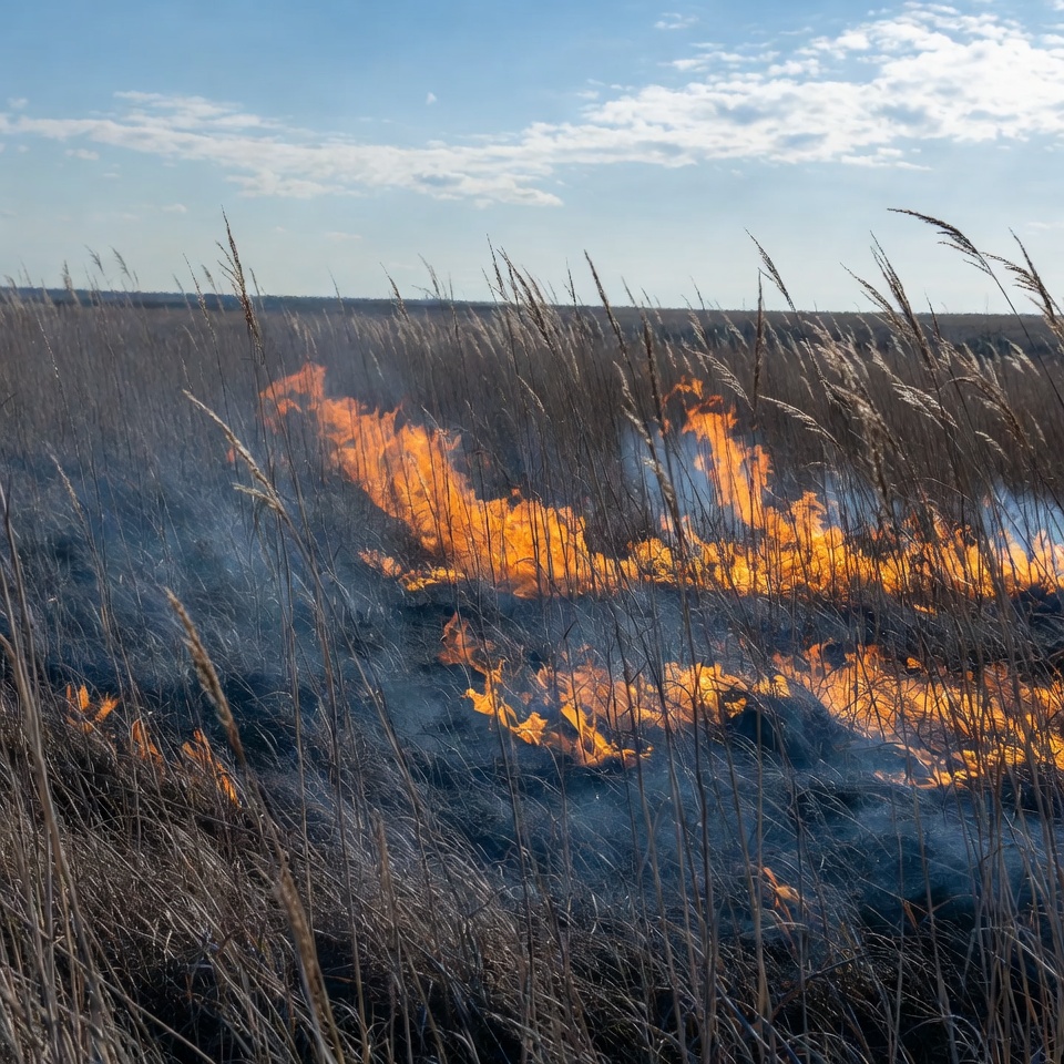 Burning Grass Field Fire Burning Grass Field Fire