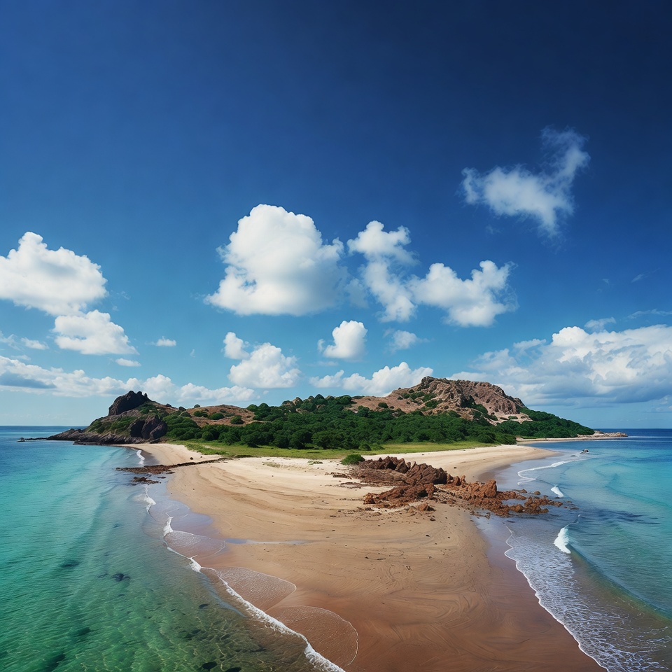 Tropical Island with Beach and Turquoise Ocean Tropical Island with Beach and Turquoise Ocean