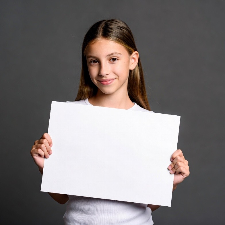 Girl holding blank sign Girl holding blank sign